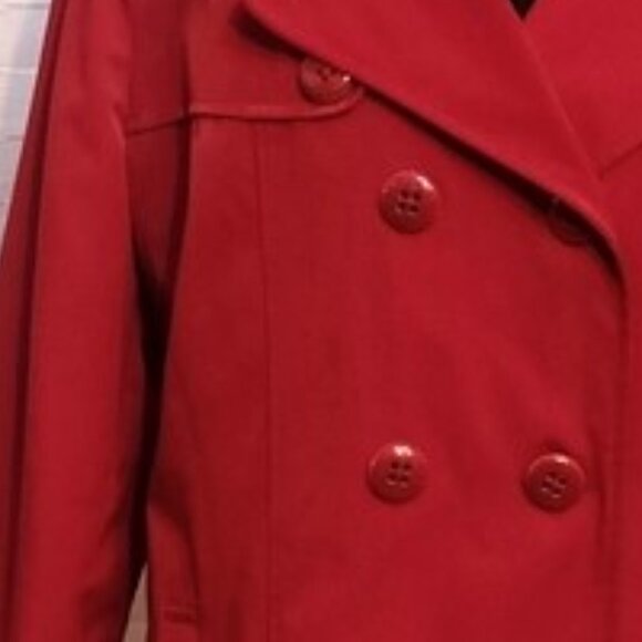 Red Double-Breasted, Hooded All-Weather/Raincoat - Croft & Barrow - Size Large - Picture 7 of 13